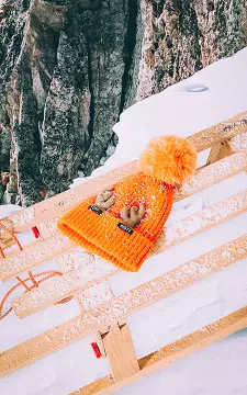 Fake fur beanie with antlers | Orange | Guts & Gusto