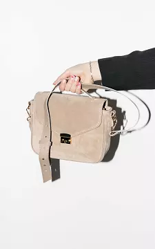 Suede bag with gold-coated details | Beige | Guts & Gusto