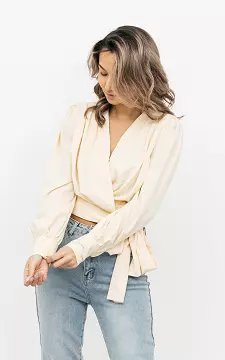 Wrap-around top with puffed sleeves | yellow | Guts & Gusto