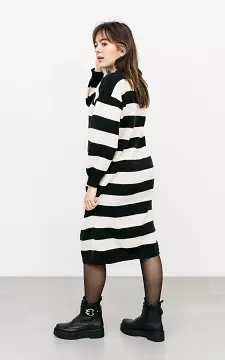 Midi striped dress | black cream | Guts & Gusto