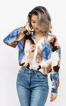 Gevlekte blouse | Bruin Blauw | Guts & Gusto
