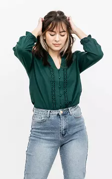 Blouse with lace details | Green | Guts & Gusto