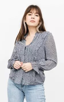 Blouse with subtle floral print | blue cream | Guts & Gusto