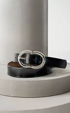 Leather belt with oval clasp | Black Silver | Guts & Gusto