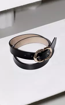 Leather belt with oval clasp | black gold | Guts & Gusto