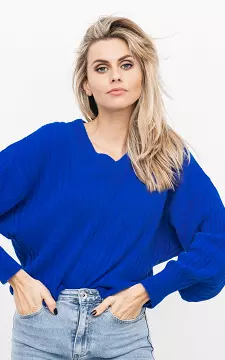 Lässiger Pullover mit V-Ausschnitt | blau | Guts & Gusto