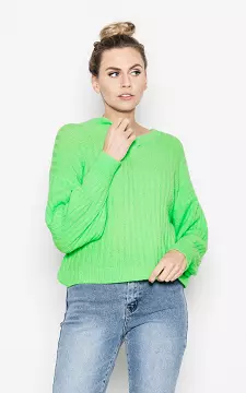 Sweater with v-neck | light green | Guts & Gusto