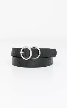 Belt with double round clasp | black silver | Guts & Gusto