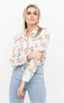 Blouse with floral print | white light pink | Guts & Gusto