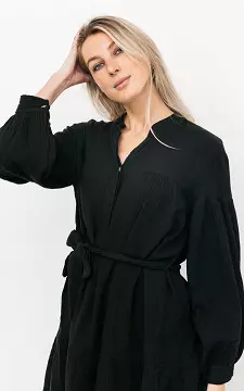 Losvallende jurk met strikdetail | Zwart | Guts & Gusto