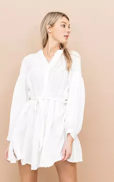 Loose-fitting dress with waist-tie | white | Guts & Gusto