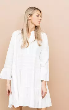 Loose-fitting dress with pearl-like buttons | white | Guts & Gusto