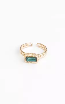 Adjustable ring with coloured stone | gold green | Guts & Gusto