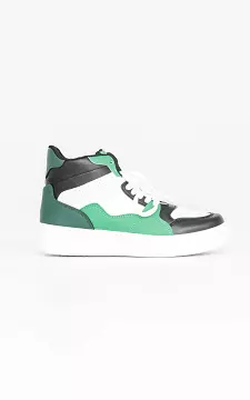 High lace-up sneakers | White Green | Guts & Gusto