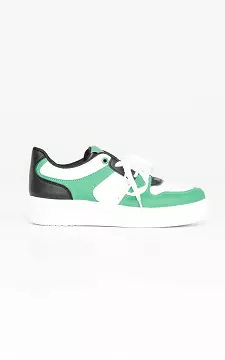 Sneaker met leatherlook | wit groen | Guts & Gusto