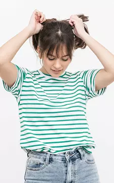 Striped t-shirt | White Green | Guts & Gusto