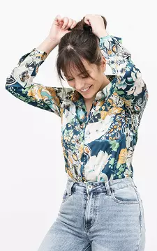 Blouse with print | green blue | Guts & Gusto