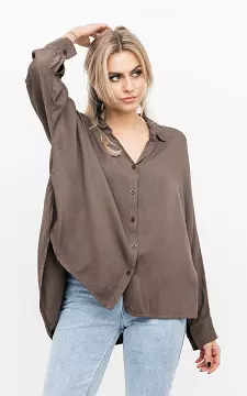 Oversized blouse with buttons | dark brown | Guts & Gusto
