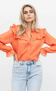 Ruffled blouse with buttons | orange | Guts & Gusto