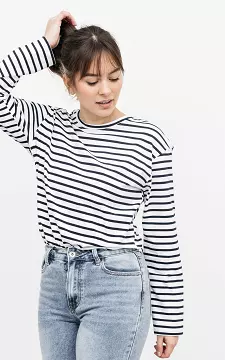 Striped long-sleeved shirt | white dark blue | Guts & Gusto