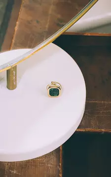 Verstelbare ring met steen | goud groen | Guts & Gusto