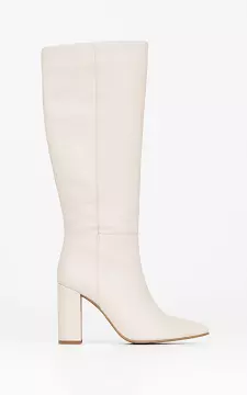 High leather boots with zip | cream | Guts & Gusto