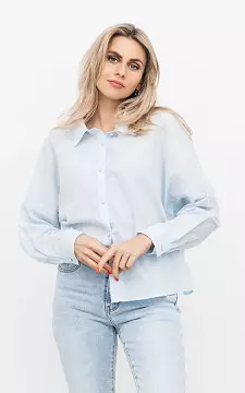 Katoenen blouse met knoopjes | Lichtblauw | Guts & Gusto