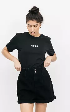 Basic shirt 'Guts' borduursel | Zwart | Guts & Gusto