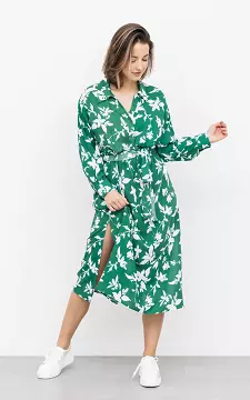 Midi jurk met strikdetail | groen wit | Guts & Gusto
