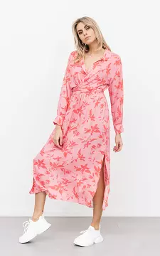 Midi jurk met strikdetail | lichtroze roze | Guts & Gusto