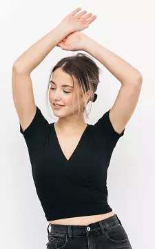Wrap-around top with tie | Black | Guts & Gusto