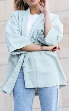Oversized kimono with waist tie | light blue | Guts & Gusto