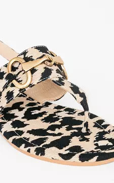 Zehen-Sandalen mit goldfarbener Zier-Schnalle | beige schwarz | Guts & Gusto