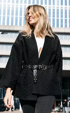 Kimono met een strikdetail | Zwart | Guts & Gusto