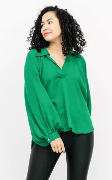 Basic blouse with balloon sleeves | green | Guts & Gusto