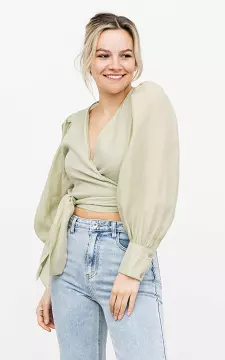 Wrap-around top with shoulder pads | light green | Guts & Gusto