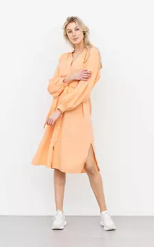 Katoenen jurk met parelmoer knoopjes | oranje | Guts & Gusto