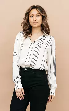 Blouse with striped pattern | Cream Black | Guts & Gusto