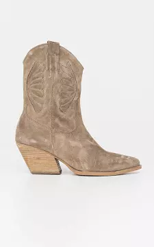 Suede cowboy boots with zip | Taupe | Guts & Gusto