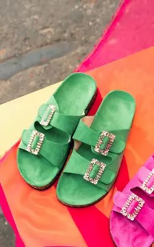 Sandals with rhinestones | Green | Guts & Gusto