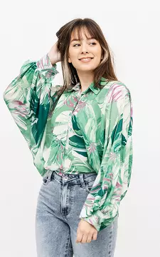 Blouse with bat sleeves | green purple | Guts & Gusto