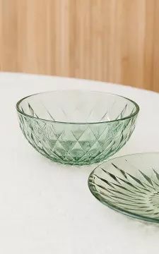 Schaaltje van glas met reliëf | groen | Guts & Gusto