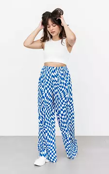 Wide leg pants with print | white blue | Guts & Gusto
