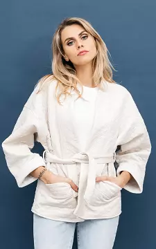 Eleganter Kimono mit Bindeschleife | Creme | Guts & Gusto