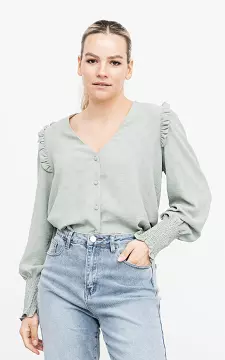 V-hals blouse met ruches | mint | Guts & Gusto