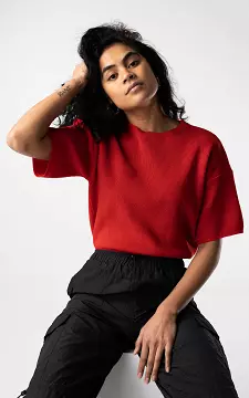 Top with round neck | Red | Guts & Gusto