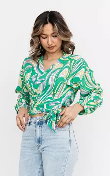 Tied wrap-around top with print | green yellow | Guts & Gusto