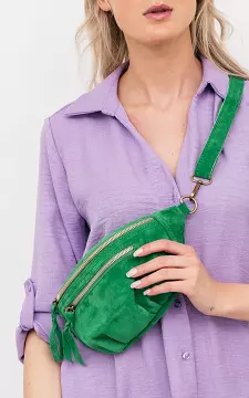 Suede bag with double zip | green | Guts & Gusto