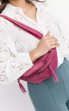 Suede bag with double zip | Pink | Guts & Gusto