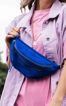 Suede bag with double zip | Cobalt Blue | Guts & Gusto